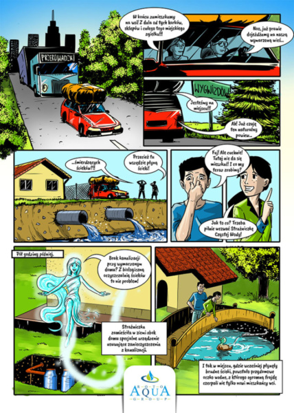 Fragment komiksu reklamowego dla firmy Roto Aqua Group.